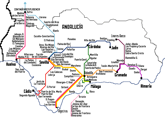 Railway map Andalusia