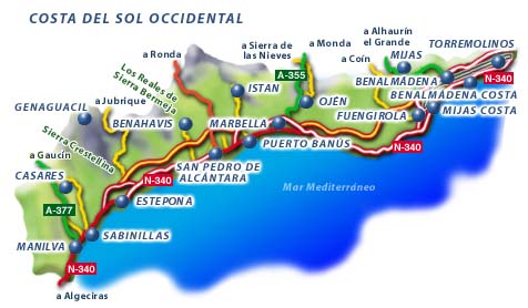 Map of the Costa del Sol